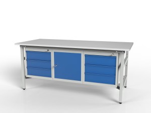 Stół warsztatowy SMW2K1K 2000x900x800 mm z trzema szafkami