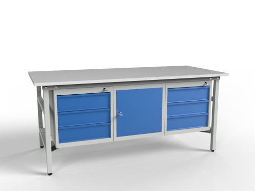 Stół warsztatowy SMW2K1K 2000x900x800 mm z trzema szafkami
