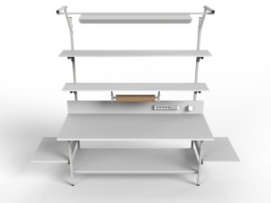 Stół do pakowania paczek SP z rolką półkami i oświetleniem centralnym