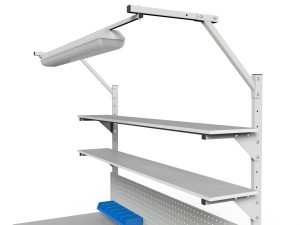 Stół warsztatowy SMWPC 2000/1500x900x800 mm z dwiema półkami ścianką perforowaną i oświetleniem