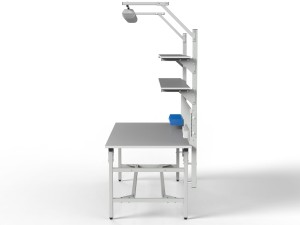 Stół warsztatowy SMWPC 2000/1500x900x800 mm z dwiema półkami ścianką perforowaną i oświetleniem
