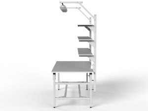Stół warsztatowy SMWPC 2000/1500x900x800 mm z trzema półkami i oświetleniem - profil
