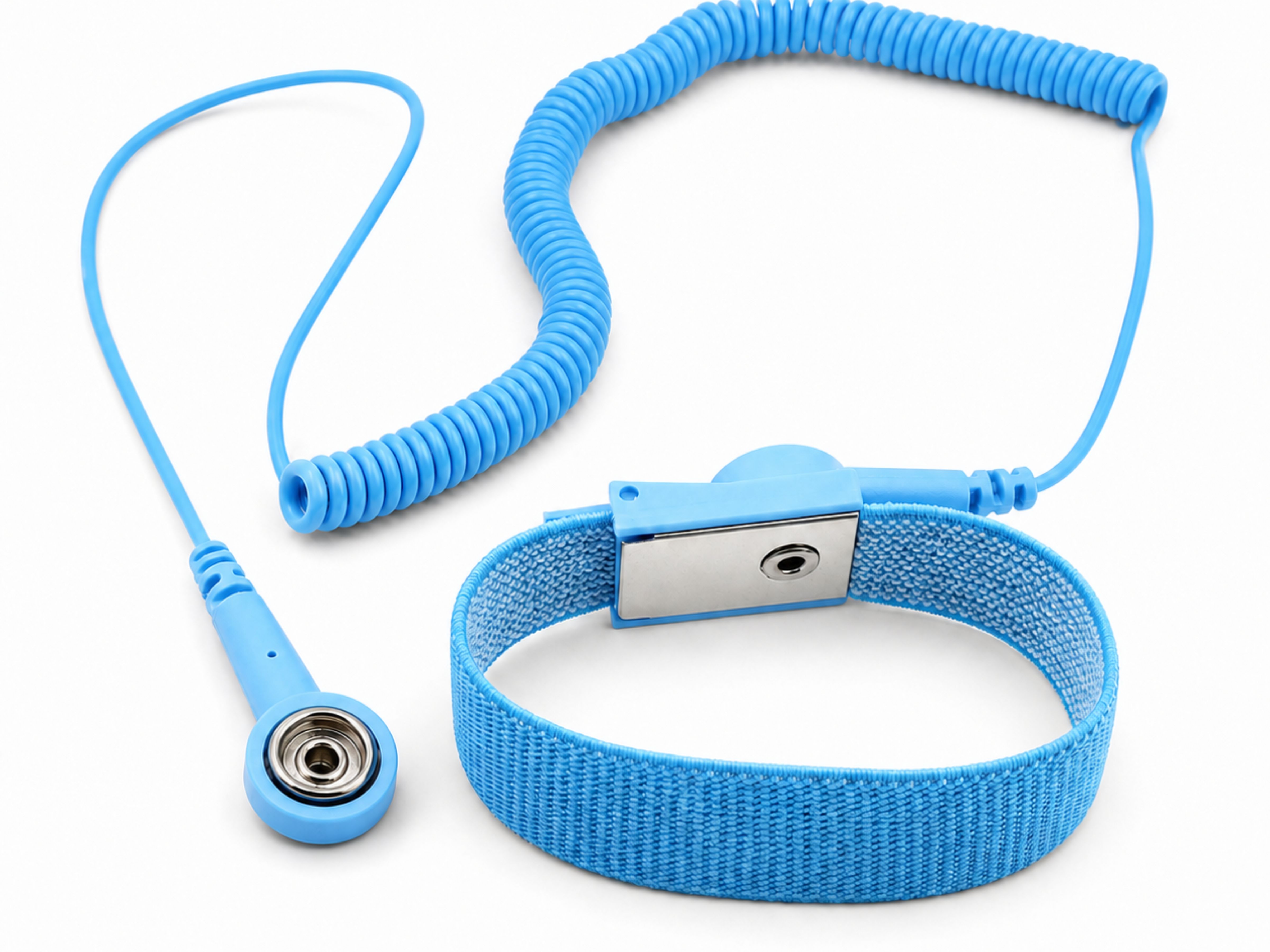 Blaues ESD-Handgelenkband mit JABAMA Erdungs-Spiralkabel