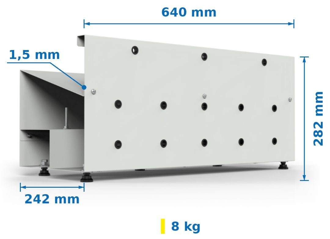 Technische Abmessungen des JABAMA Kabelspenders DPR-19014 – 640 × 242 × 282 mm
